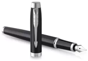 Image of Parker Fountain Black Chrome Pen - Blue