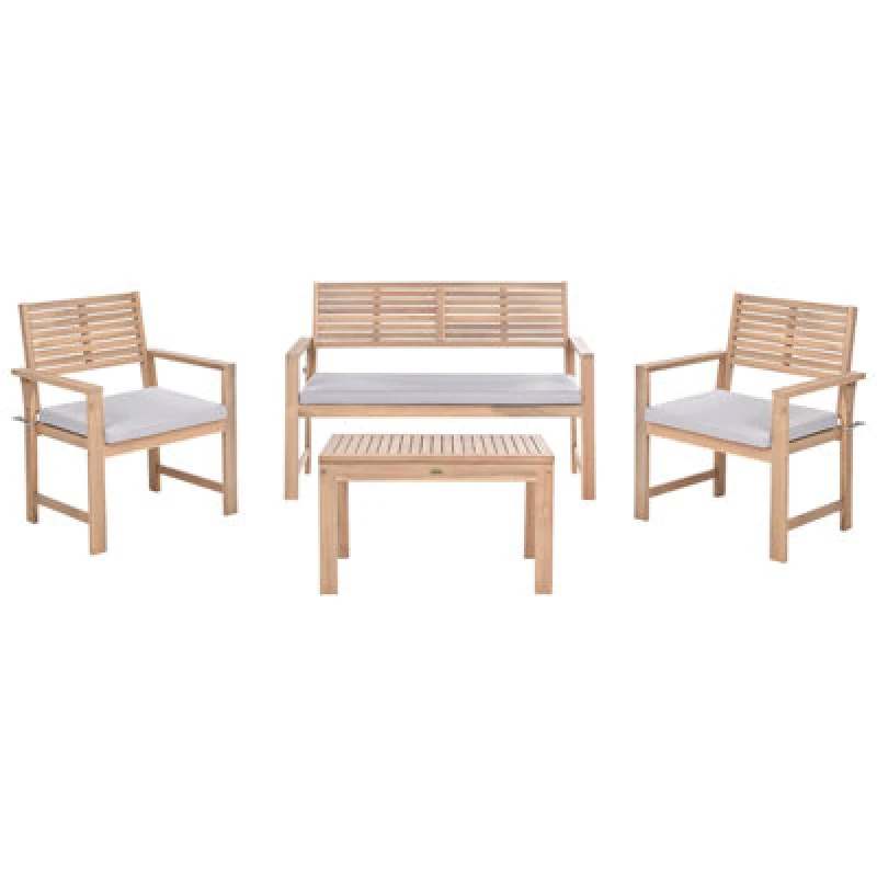 Image of Beliani Garden Lounge Set With Table 4 Seater Fiames Certified Acacia Wood Grey
