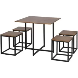 Image of 5 Pcs Bar Table & Chair Dining Set Stylish Minimal Home Seating Furniture - Homcom