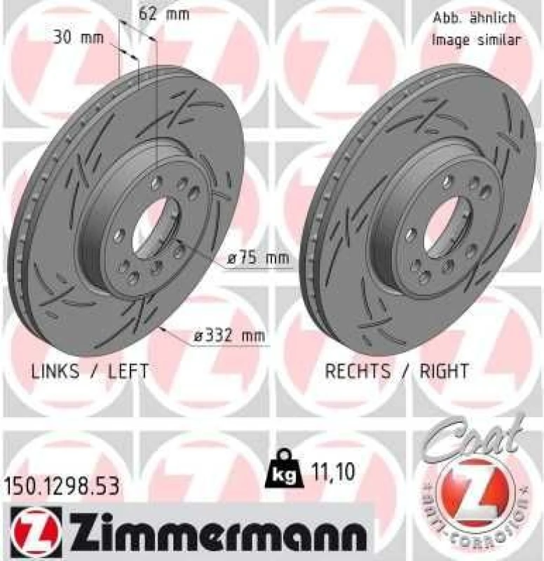 Image of ZIMMERMANN Brake disc ZIMMERMANN 150.1298.53