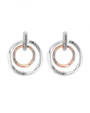 image of MOOD Two Tone Crystal Ring Drop Earrings