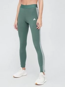 image of adidas Essentials 3 Stripe Legging - Green , Green, Size XS, Women