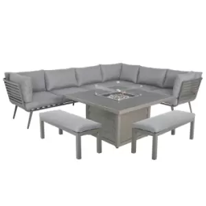 Amir Royalcraft Mayfair 120 8 Seater Aluminium Corner Lounge Set with Fire Pit - Garden & Outdoor