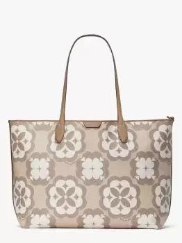 image of Kate Spade Oversized Spade Flower Monogram Sutton Large Tote Bag, Natural Multi, One Size