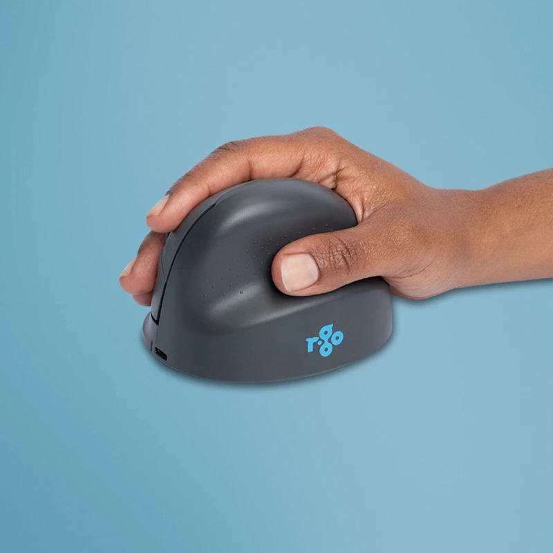 Image of R-Go Tools R-Go Tools Vertical mouse R-Go HE Basic, ergonomic mouse, medium (hand size ≥ 185 mm), right-handed, Bluetooth, grey RGOHEBAMRWL