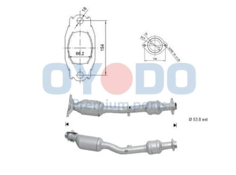 Image of Oyodo 10N0130-OYO Catalytic Converter with fastening/mounting material Catalyst Converter (429)