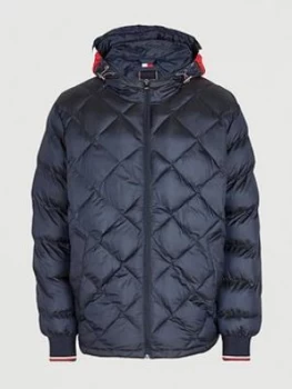 Image of Tommy Hilfiger Two Tones Padded Hooded Jacket - Navy