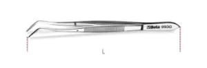 image of Beta Tools 993G Curved End Stainless Steel Pin Spring Tweezers 160mm 009930030