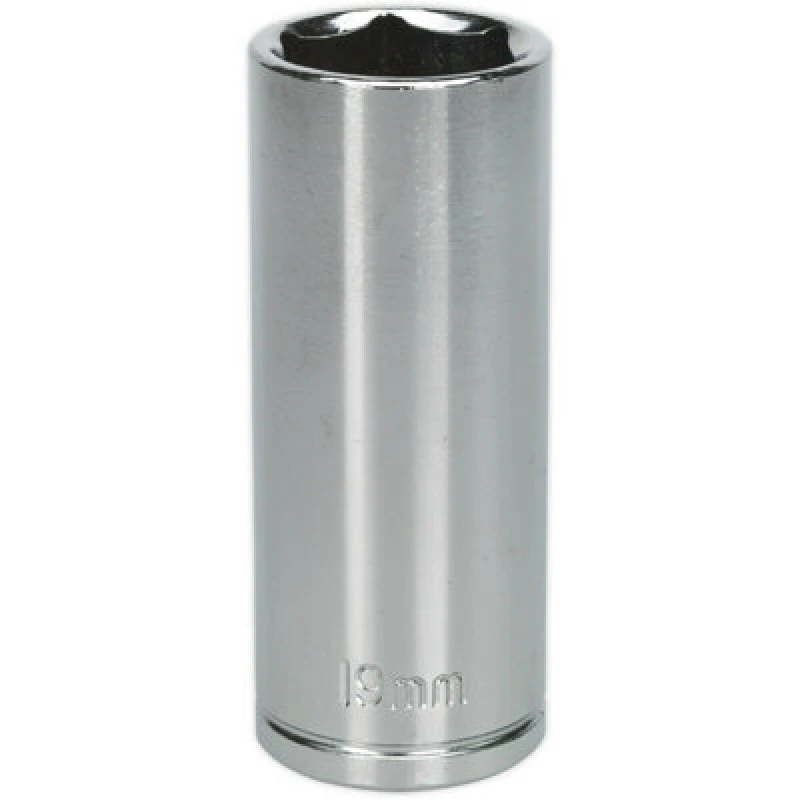 Image of Loops 19mm Chrome Plated Deep Drive Socket - 3/8" Square Drive High Grade Carbon Steel Metallics