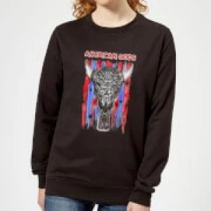 Image of American Gods Skull Flag Womens Sweatshirt - Black