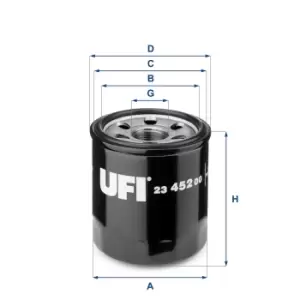 image of UFI 23.452.00 Oil Filter Oil Spin-On