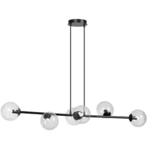 image of Emibig Rossi Black Globe Pendant Ceiling Light with Clear Glass Shades, 6x E14