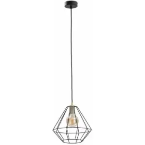 Keter Lighting - Keter Faro Wire Frame Pendant Ceiling Light Black , Gold, 29cm, 1x E27