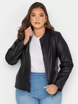 Image of Yours Pu Jacket, Black, Size 34-36, Women