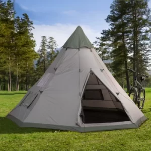 Image of Outsunny 6-Person Outdoor Metal Frame Camping Tent w/ Carrier Bag Grey