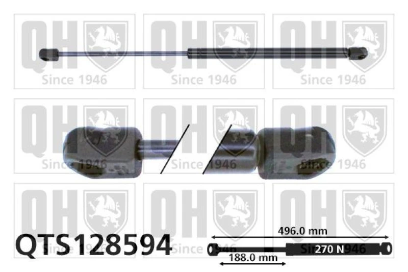 Image of QUINTON HAZELL Tailgate strut QUINTON HAZELL QTS128594
