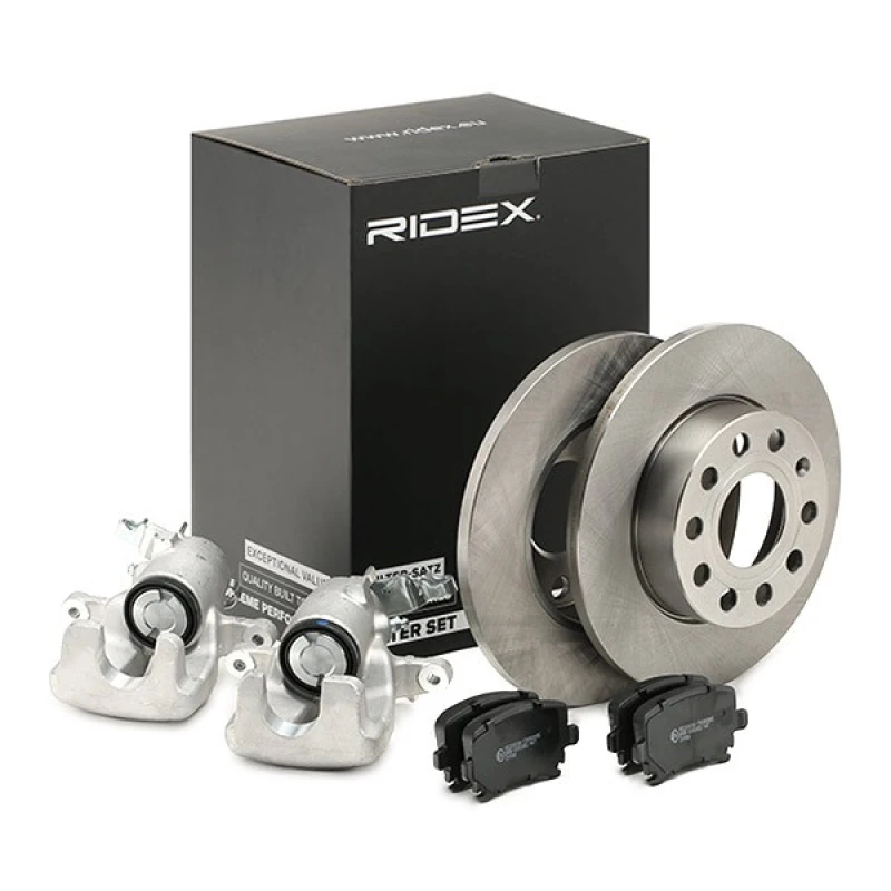 Image of RIDEX 3405B0465 Brake disc and pads set without accessories, Brake Disc Type: Solid, with bolts/screws Brake Set,disc brakes (3405)
