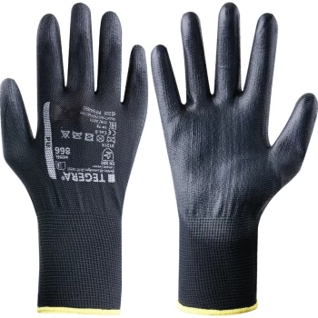 Image of 866 Tegera Pu Palm-side Coated Black Gloves - Size 11