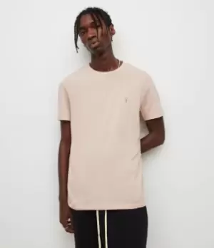 Image of AllSaints Mens Tonic Crew T-Shirt, Bitter Pink, Size: XL