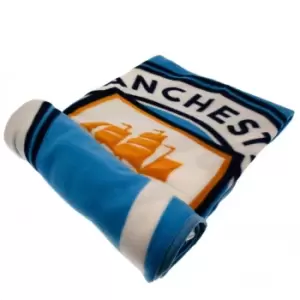 Image of Manchester City FC Official PL Fleece Blanket (One Size) (Sky Blue)