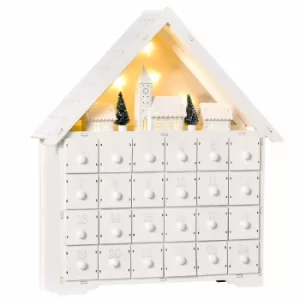 image of Wooden House Christmas Advent Calendar with LEDs