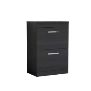 image of Nuie Athena 600 Floor Standing 2-drawer Vanity & Worktop - Black Woodgrain