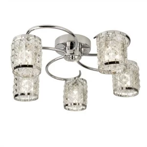 image of 5 Light Semi Flush Chrome IP44, with Glass, G9