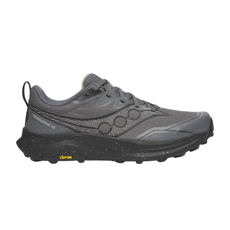 Image of Saucony Peregrine 16 Shoes Grey Black SS26, Size 42 - EUR
