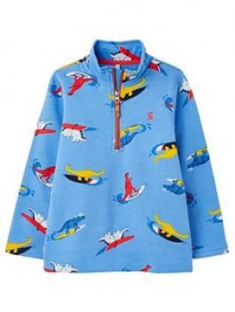 Image of Joules Toddler Boys Dale Dino Half Zip Sweatshirt - Blue