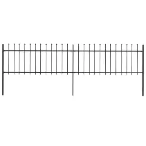 image of Vidaxl Garden Fence With Spear Top Steel 3.4X0.8 M Black