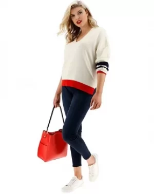 image of Oasis Curve Flash Stripe V Neck Jumper