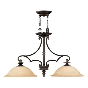 Image of Multi Arm Chandelier 2 Light Olde Bronze Finish, E27