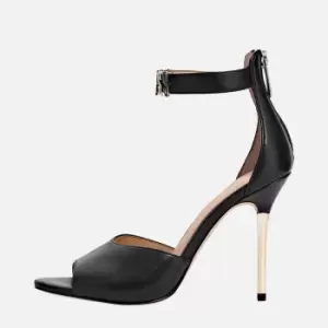 image of Guess Womens Monita Logo Leather Heeled Sandals - UK 4