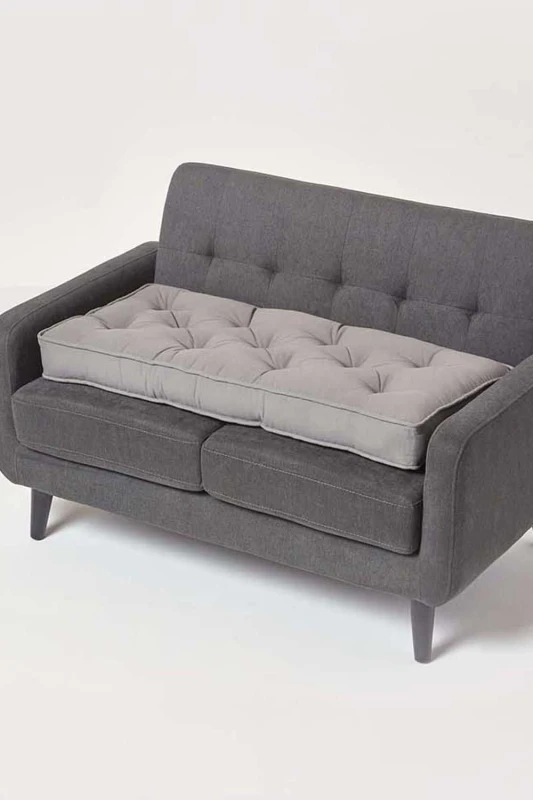 Image of Homescapes Cotton 2 Seater Booster Cushion Charcoal