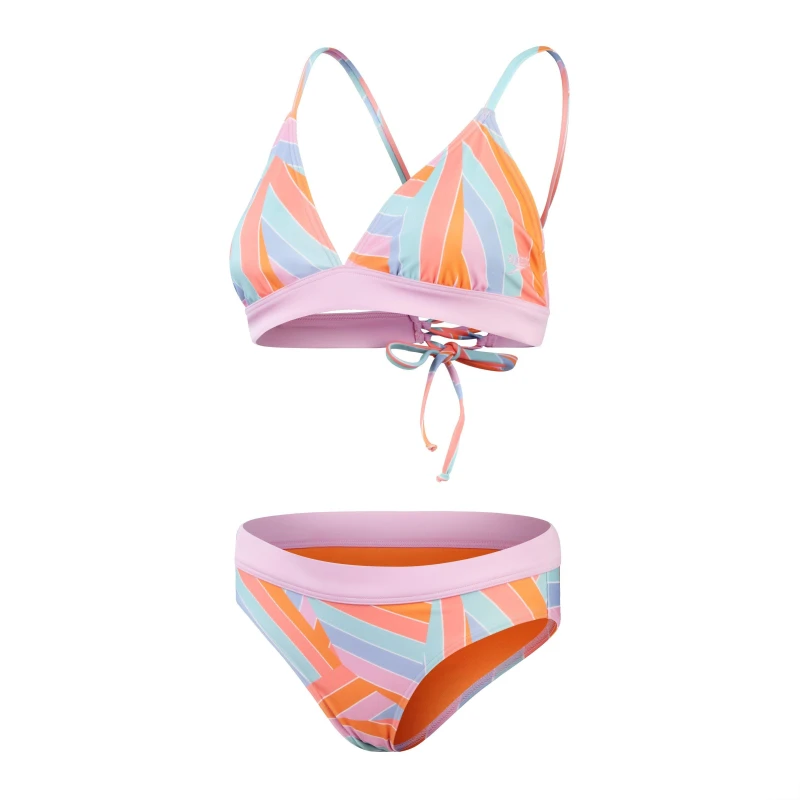 Image of Speedo Womens Banded Two Piece Swimsuit Pink/Blue female 28 (2XS)