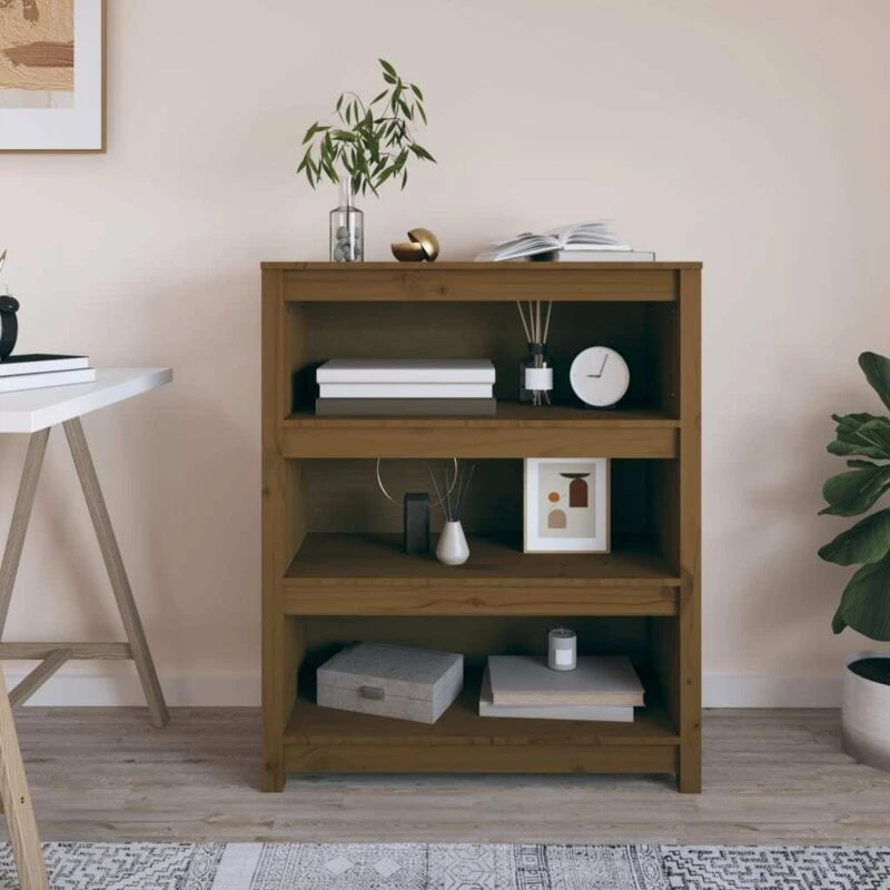 Image of Vidaxl Book Cabinet Honey Brown 80X35X97cm Solid Wood Pine, Brown 821682