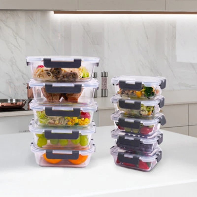 Image of Alivio 10Pc Food Storage Containers, Meal Prep Containers With Leakproof Lid For Microwave, Oven