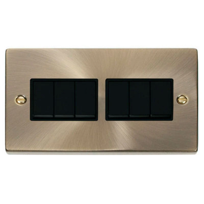 Image of SE Home Antique Brass 10A 6 Gang 2 Way Light Switch Gold unisex