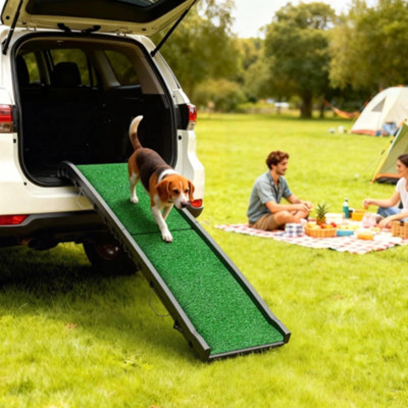Image of Pawhut Dog Ramp For Car Foldable & Portable, Artificial Anti Slip Surface