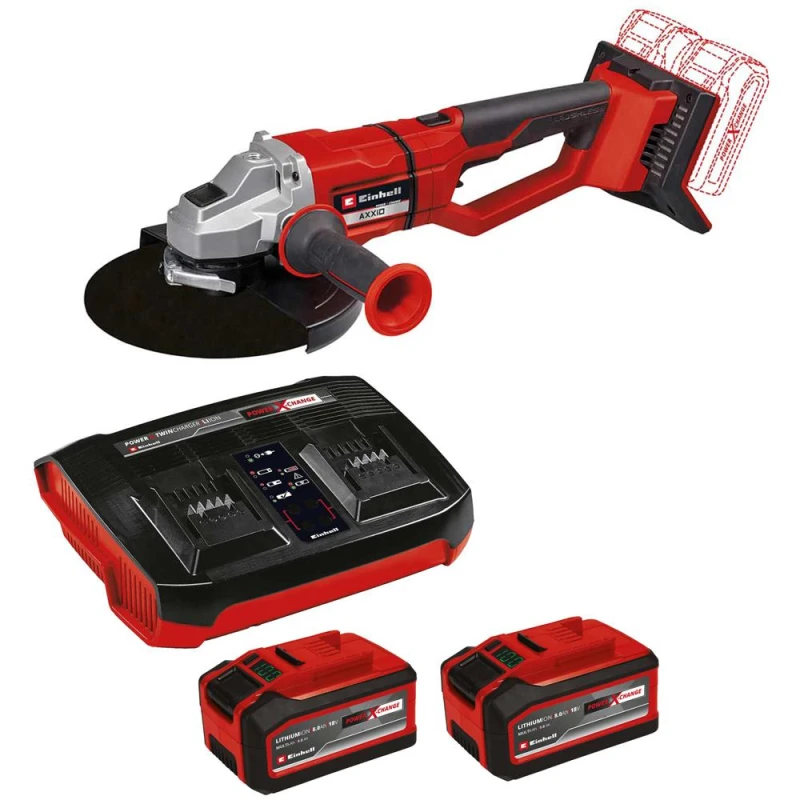 Image of Einhell Professional AXXIO 36/230 Q 36v Cordless Brushless Angle Grinder 230mm 2 x 8ah Plus Li-ion Twin or Dual Battery Charger No Case AXXIO 36/230 Q