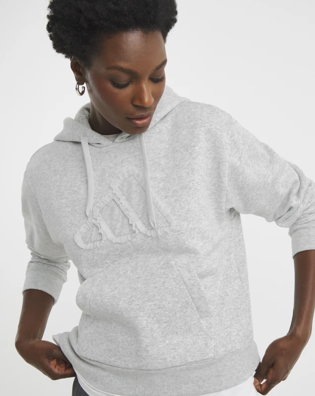 Image of Adidas adidas Ruffled Logo Hoodie Light Grey - adidas - Size: M12/14 Light Grey Female M12/14 AL19302