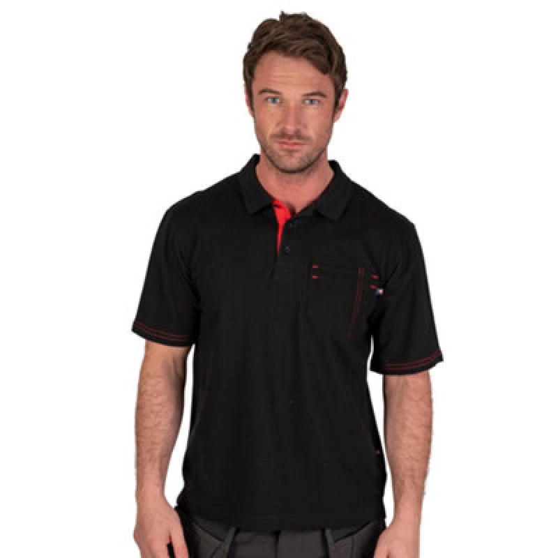 Image of Lee Cooper Workwear Lee Cooper Workwear Men Front Pocket Pique Polo Shirt in Black Size: large Black L Male 5050217239170