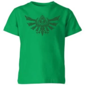 Image of Nintendo The Legend Of Zelda Tribal Hyrule Crest Kid's T-Shirt - Kelly Green - 9-10 Years