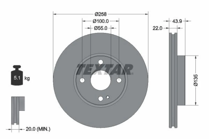 Image of Brake disc TEXTAR 92300903