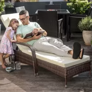 Image of Tectake Cassis Rattan Sun Lounger - Brown