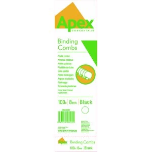 Image of Fellowes Apex Plastic Comb Black 8mm Pack of 100 6200301