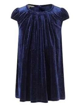 image of Monsoon Baby Girls S.E.W. Velvet Swing Dress - Navy