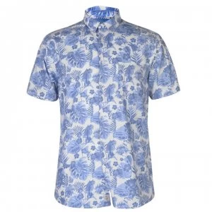 image of Pierre Cardin Blue Short Sleeve Shirt Mens - White/Blue Trop