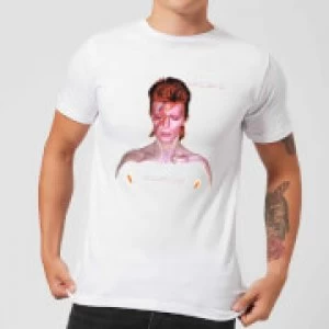 image of David Bowie Aladdin Sane Cover Mens T-Shirt - White - S