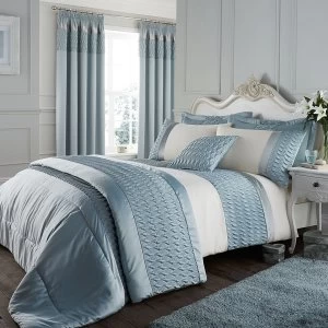 Image of Catherine Lansfield Quilted Luxury Satin Bedspread - Duck Egg